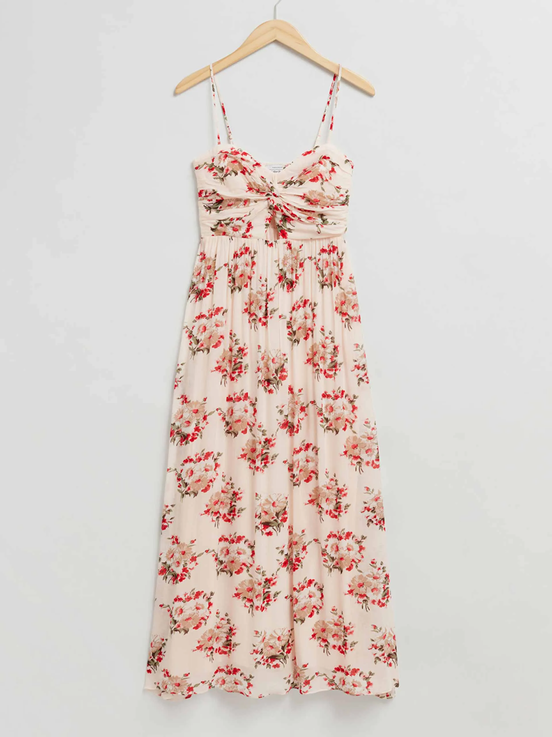 Floral twist front maxi dress