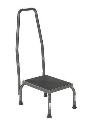 Footstool with Non Skid Rubber Platform and Handrail