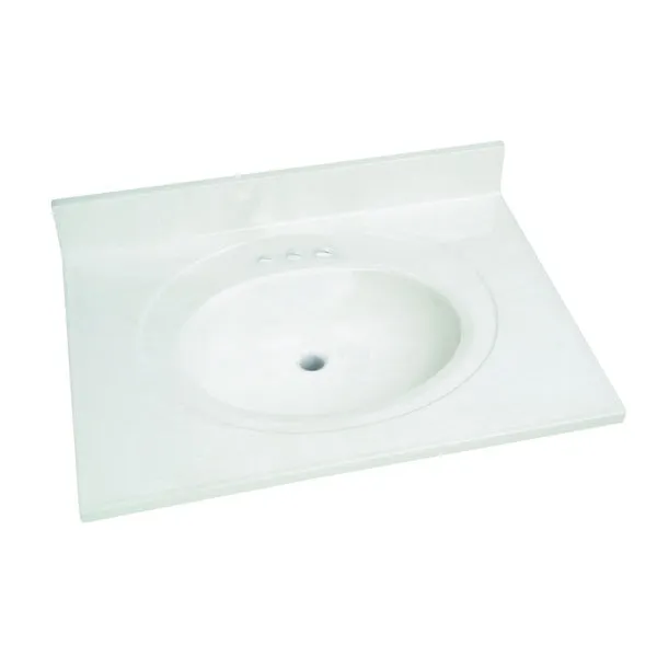 Foremost WW-2231 Vanity Top, 31 in OAL, 22 in OAW, Marble, White, Countertop Edge