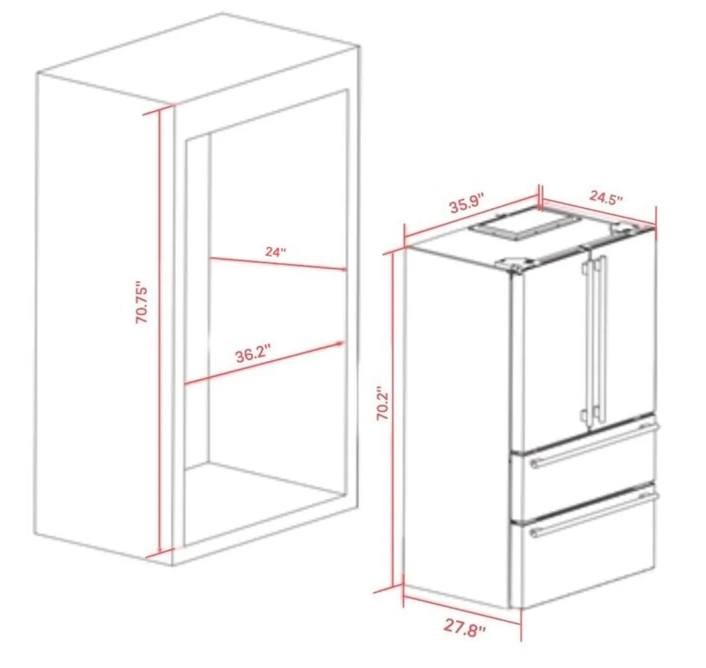 Forno 36″ Moena French Door counter depth Refrigerator