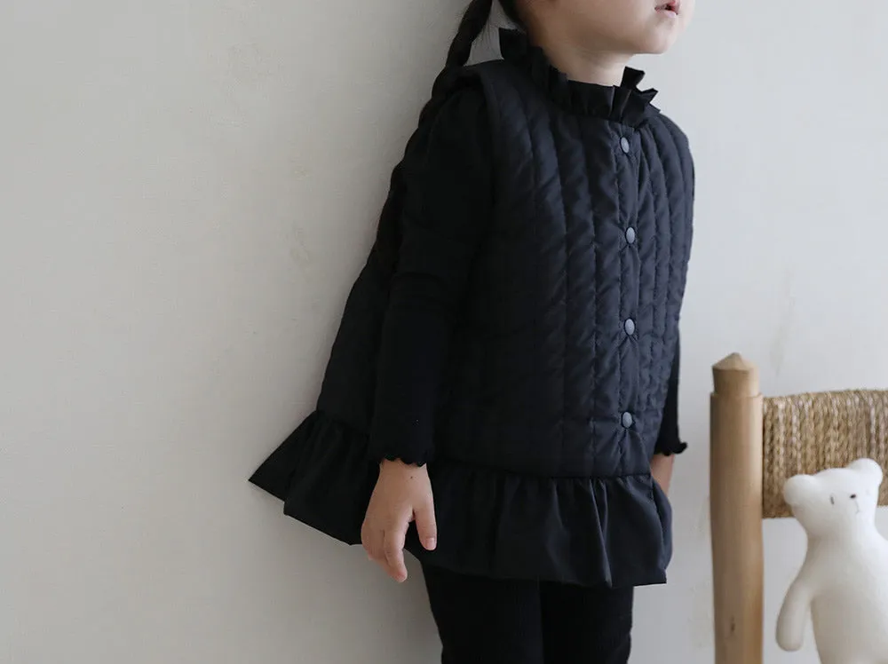 Frill Quilted Vest _ Black