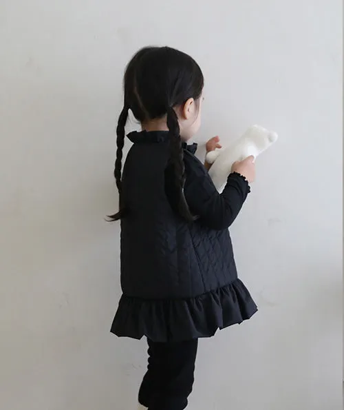 Frill Quilted Vest _ Black