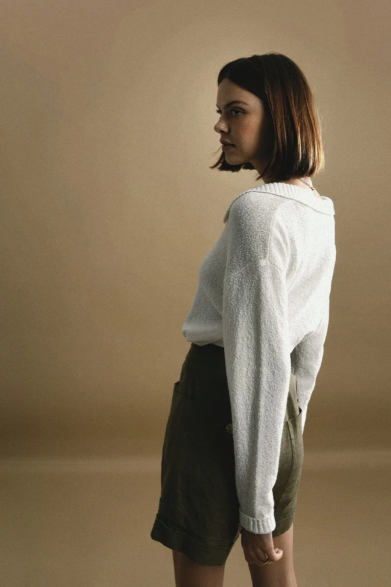 Gabrielle Cropped White Jumper