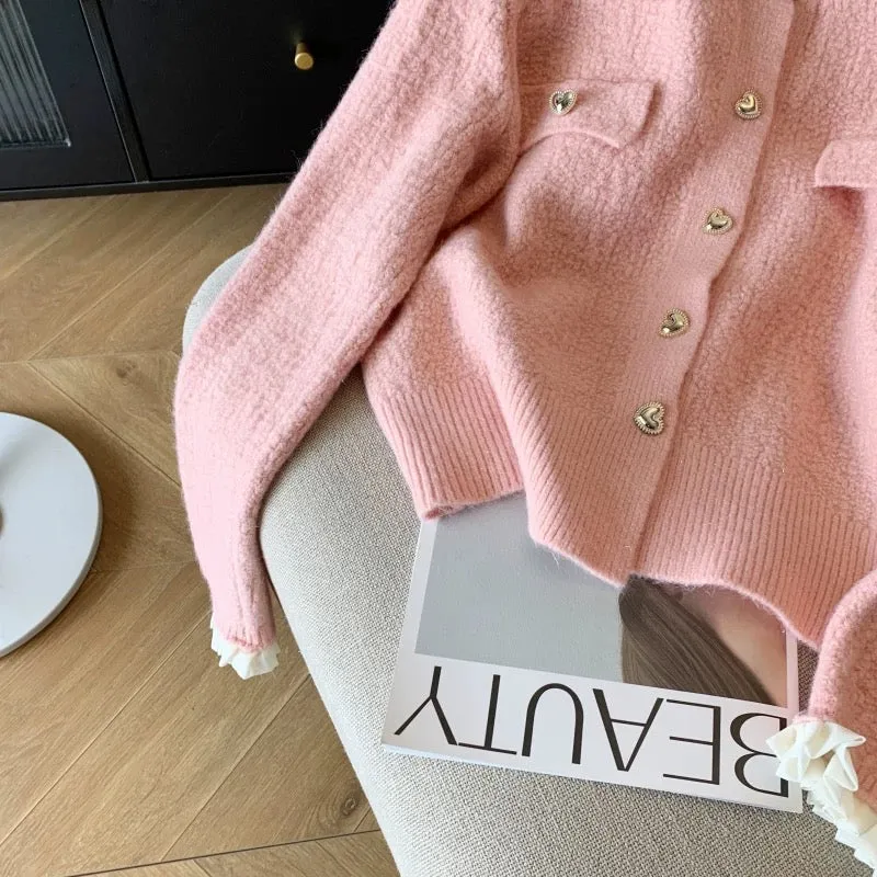 Gia Cute Heart Cardigans in Pink