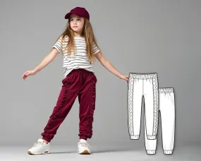 Girls Ruffle Jogger Pants PDF Sewing Pattern, Cuffed Sweatpants with Frill Detail, Side Pockets, Easy DIY Pattern for Toddlers