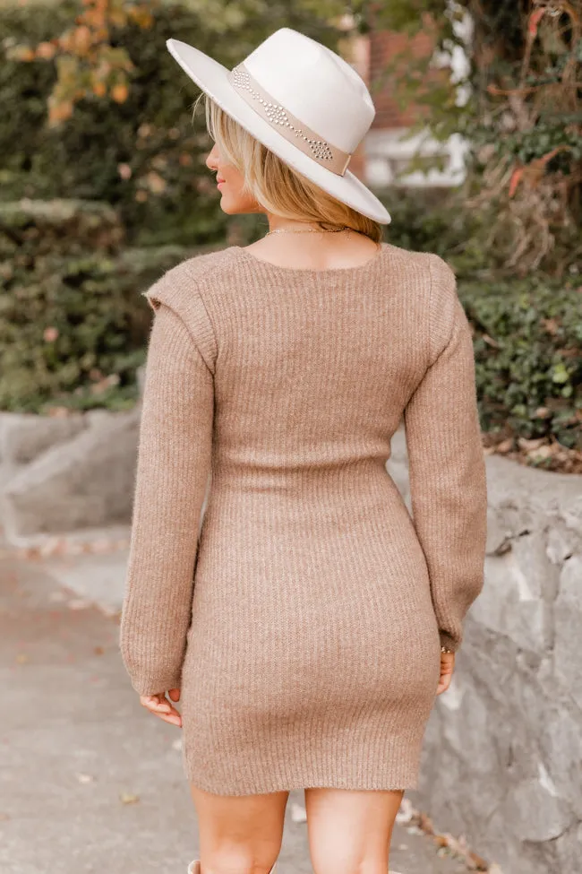 Gotta Get Ready Light Brown Cap Sleeve Sweater Dress FINAL SALE