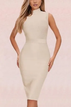 Grace Bandage Midi Dress - Cream