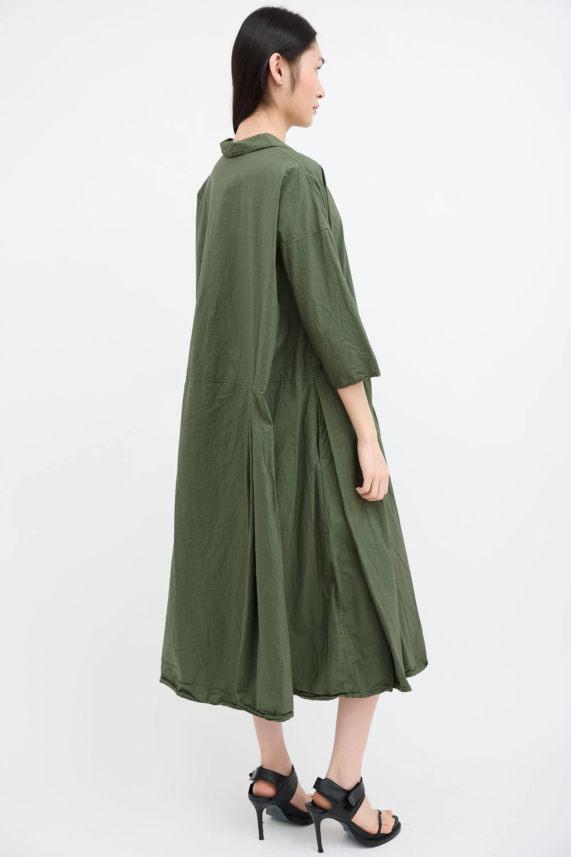 Green Tailored Collar Maxi Dress