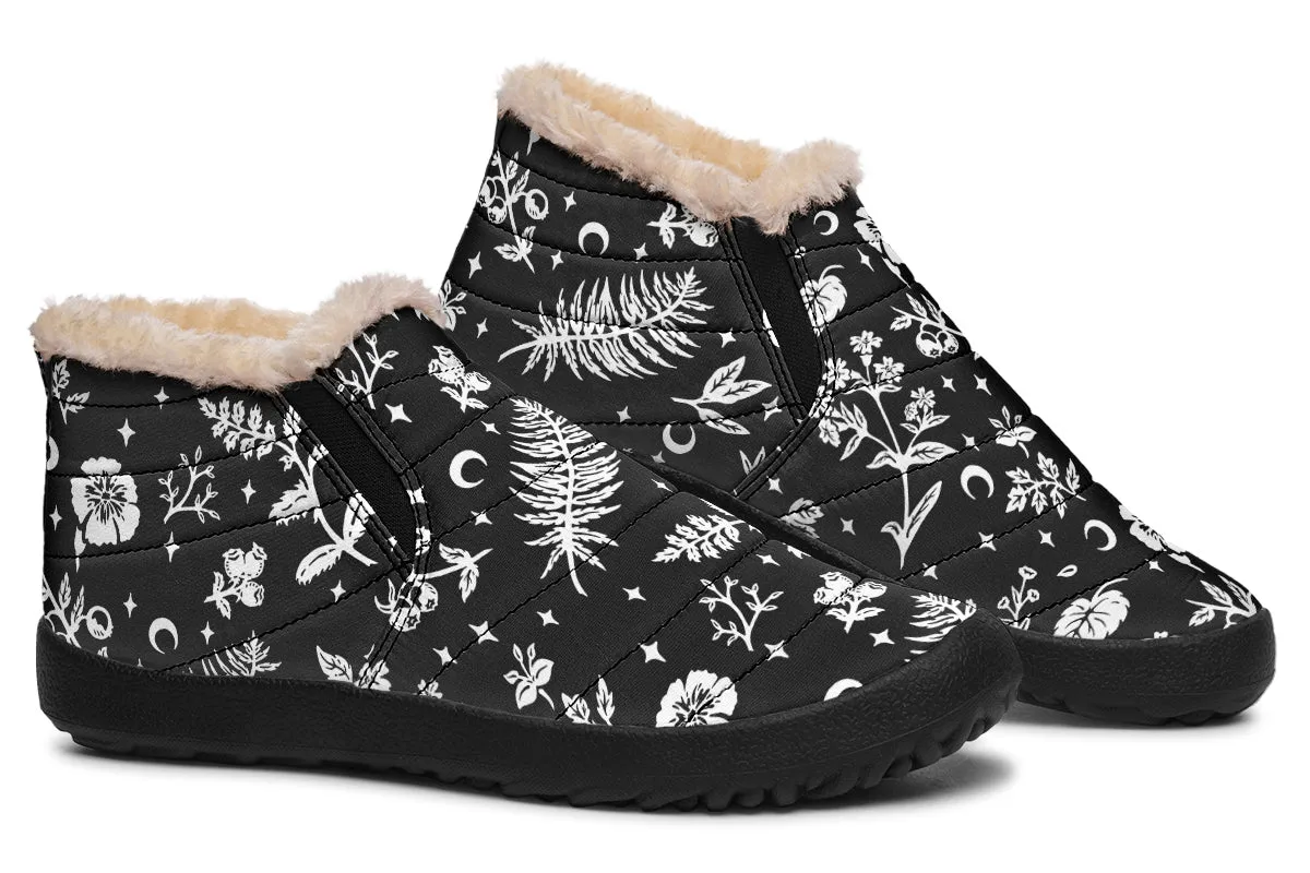 Green Witch Winter Sneakers - Warm & Easy Slip-On Shoes Lined with Vegan Wool with Anti-Slip Soles