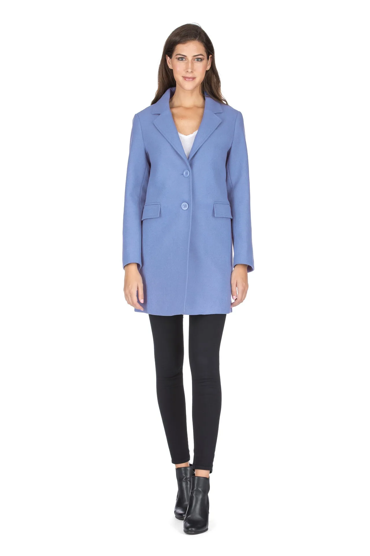 Haute Edition Women's Wool Blend Single Lapel Blazer Peacoat With Pockets