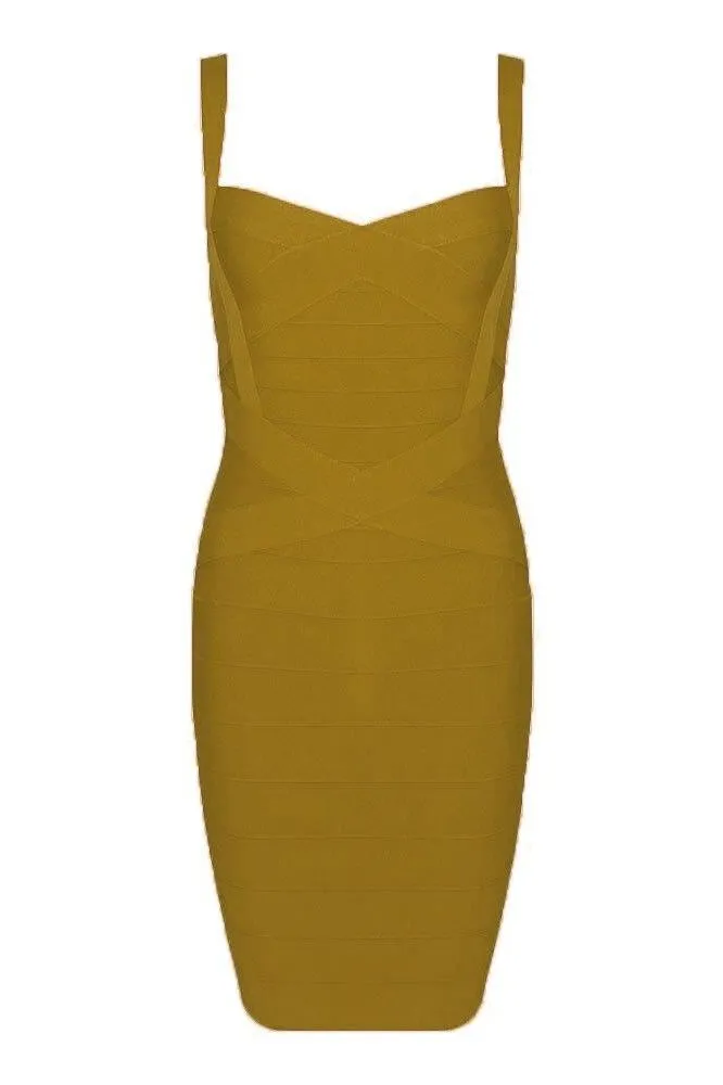 Heidi Bandage Mini Dress - Mustard Yellow