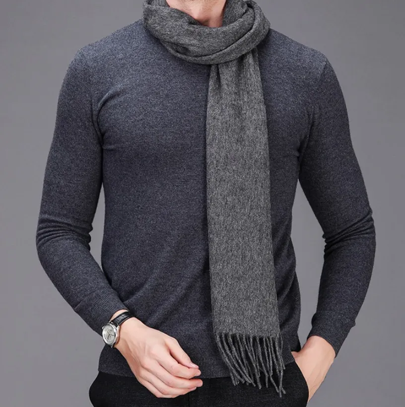 High-end brand 2021 winter cashmere scarf Men and women with pure wool warm retro thickened long collar