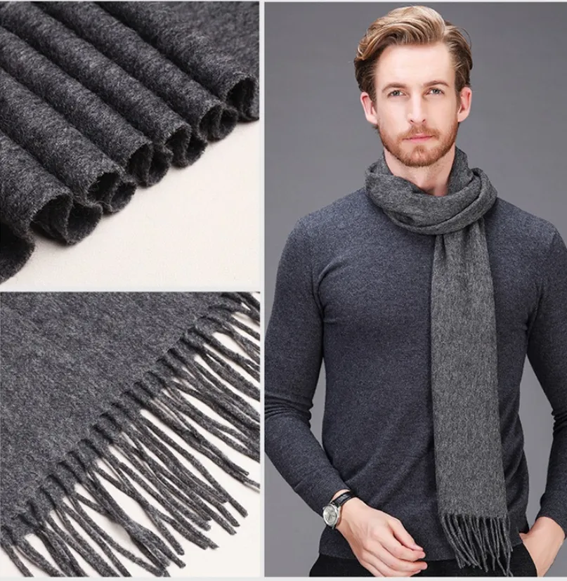 High-end brand 2021 winter cashmere scarf Men and women with pure wool warm retro thickened long collar