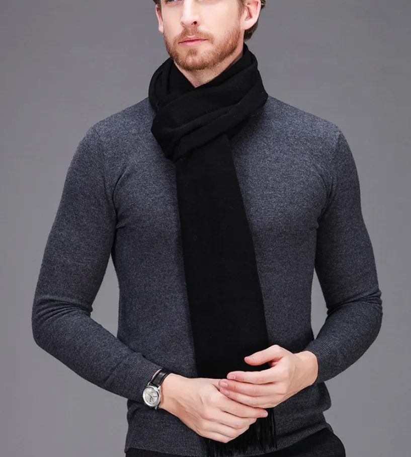 High-end brand 2021 winter cashmere scarf Men and women with pure wool warm retro thickened long collar