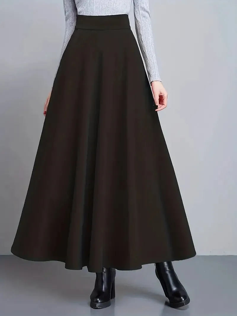 High Waist Swing Draped Maxi Skirt