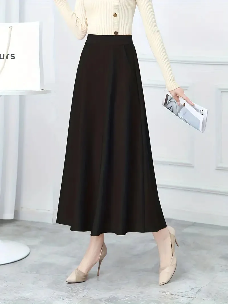 High Waist Swing Draped Maxi Skirt