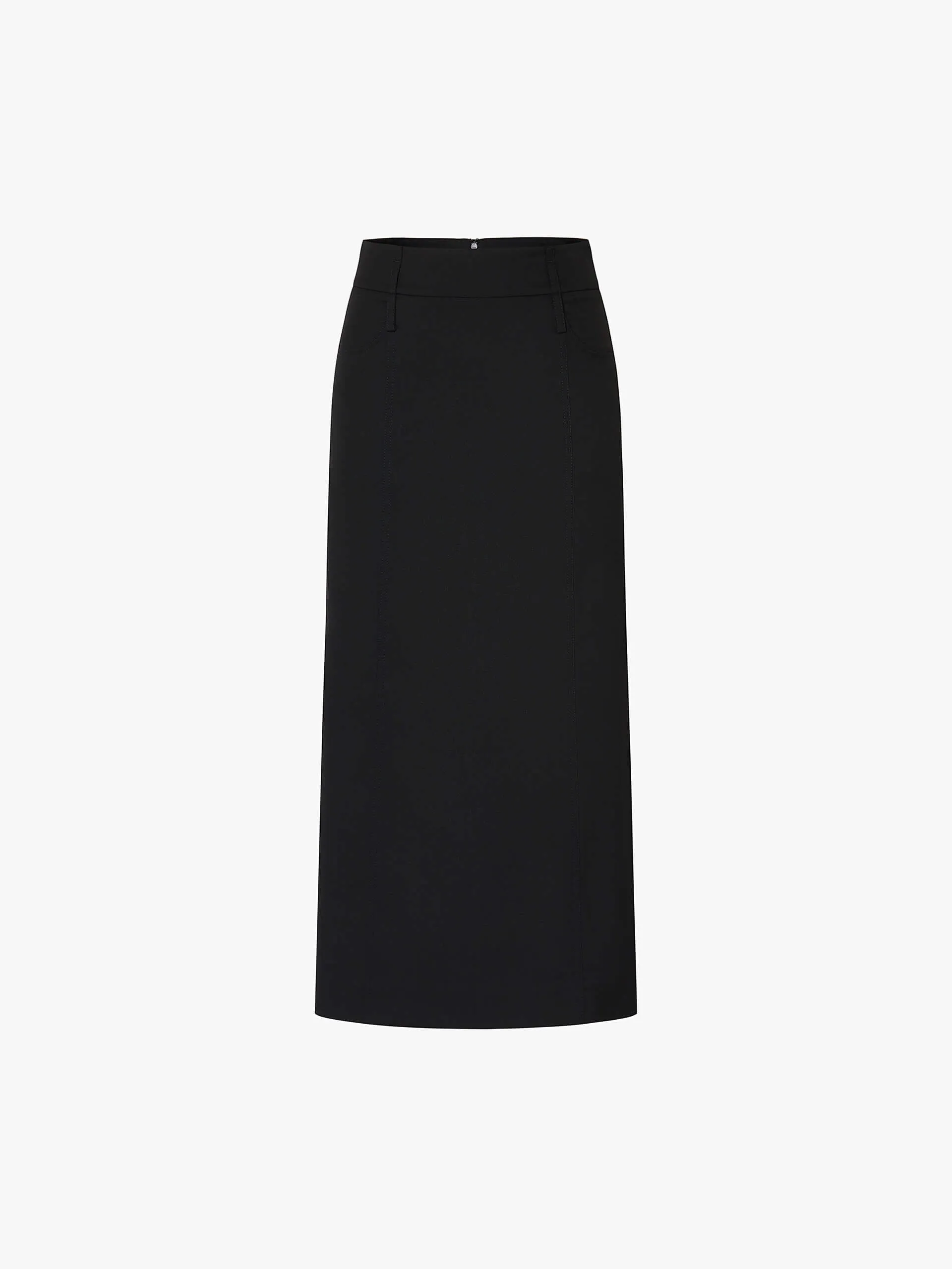 High Waist Tailored Slit Skirt