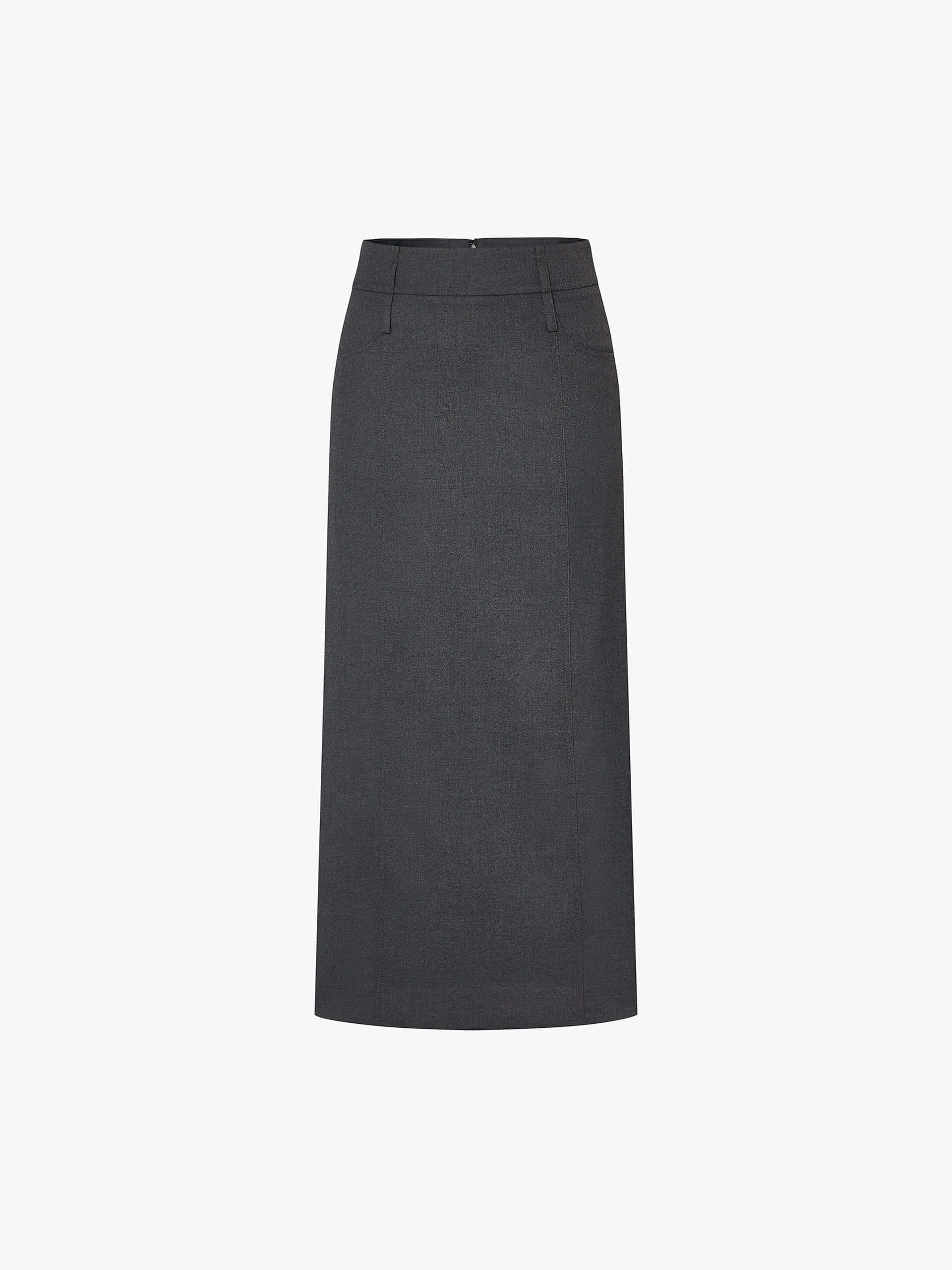 High Waist Tailored Slit Skirt