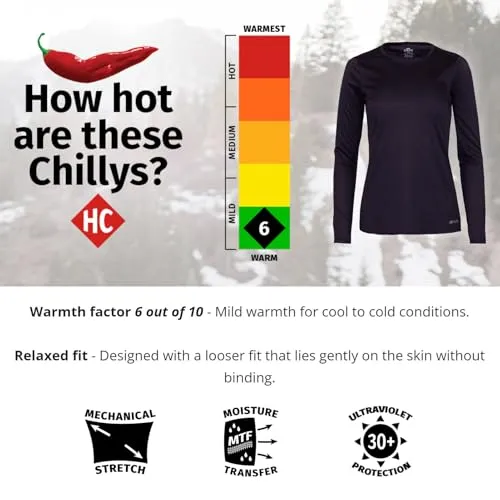 Hot Chillys Wopeach Skins Solid Crew Womens Black Small