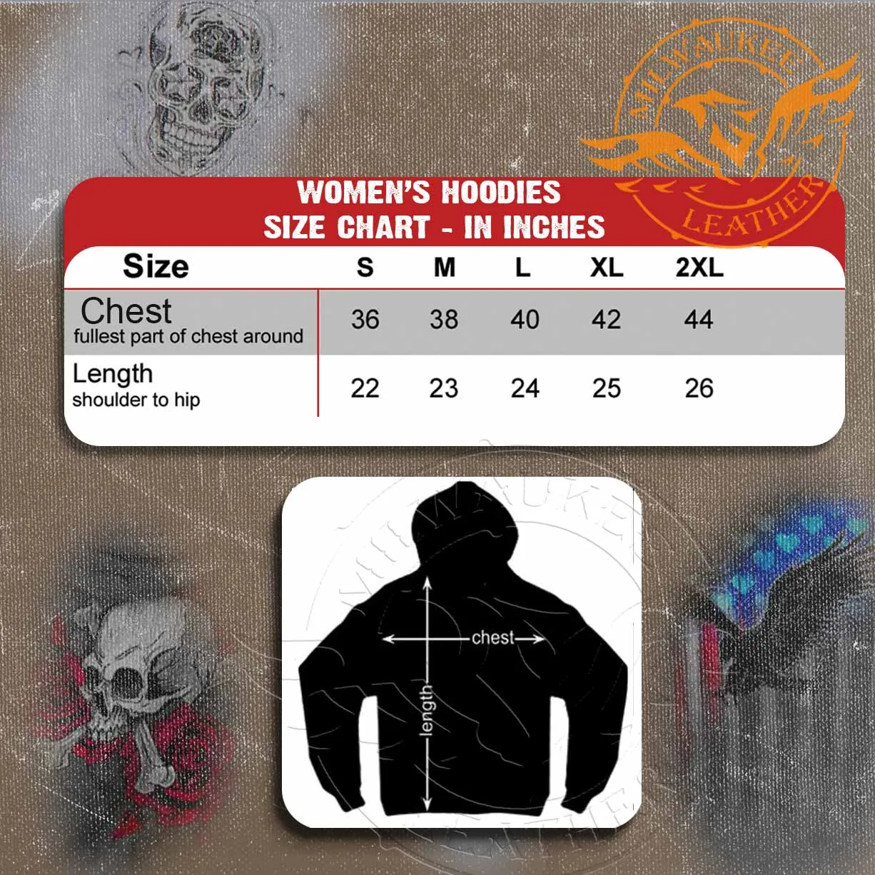 Hot Leathers GLZ4525 Ladies Skull Roses Dark Gray Hooded Sweatshirt