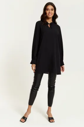 Hoxton Gal Oversized Tunic With Ruffle Neck Detail