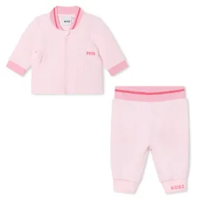 Hugo Boss Baby Girls Pink Pique Tracksuit