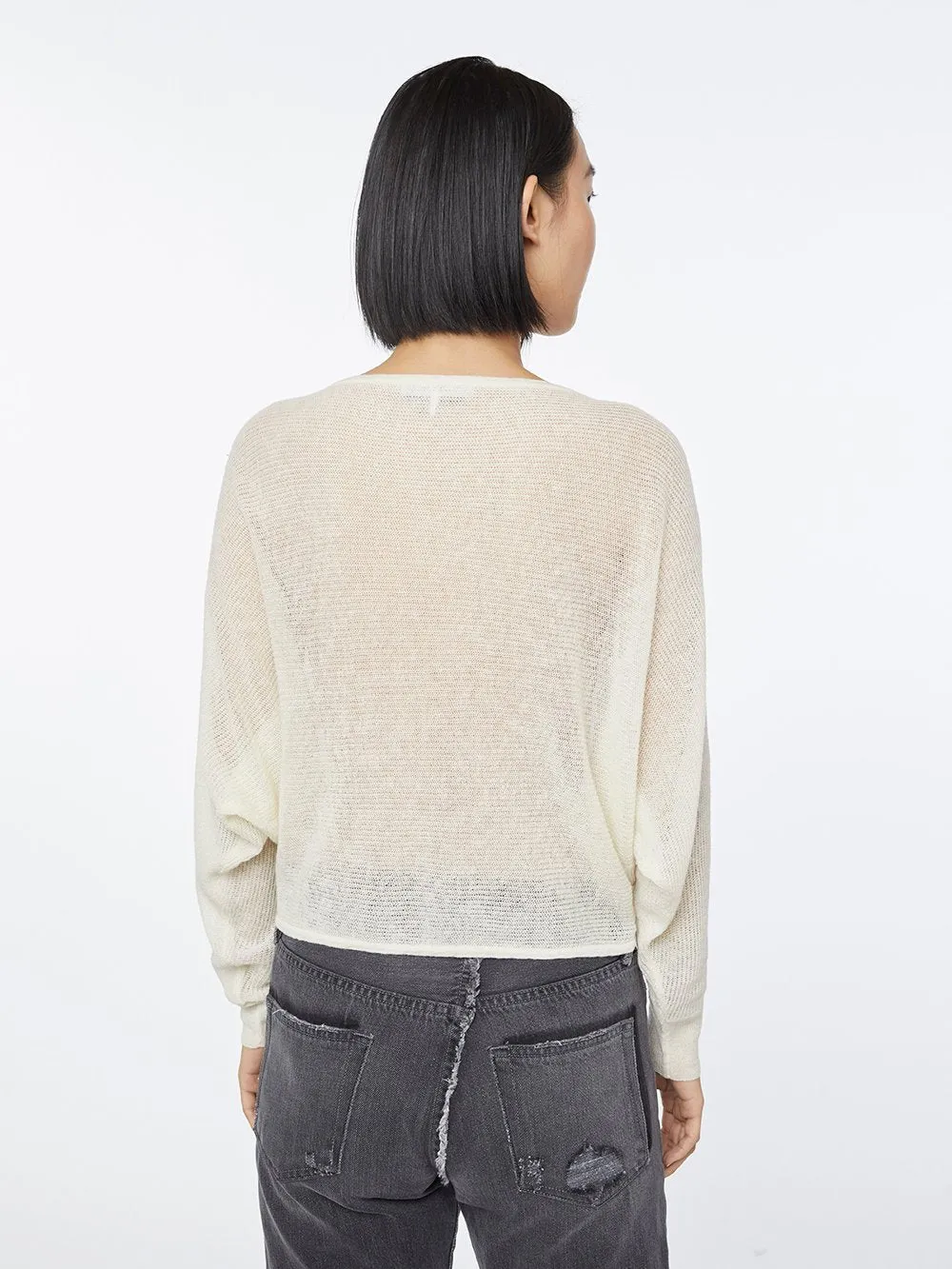 Imaan x FRAME Front Cinched Sweater -- Off White