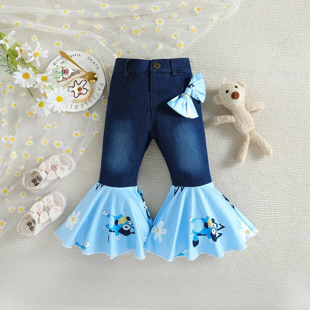 INS girls' summer denim flared pants Wholesale Girls Clothing