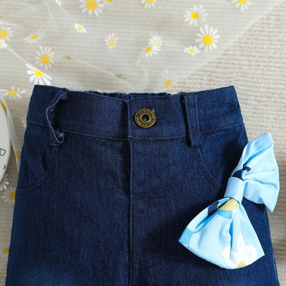 INS girls' summer denim flared pants Wholesale Girls Clothing