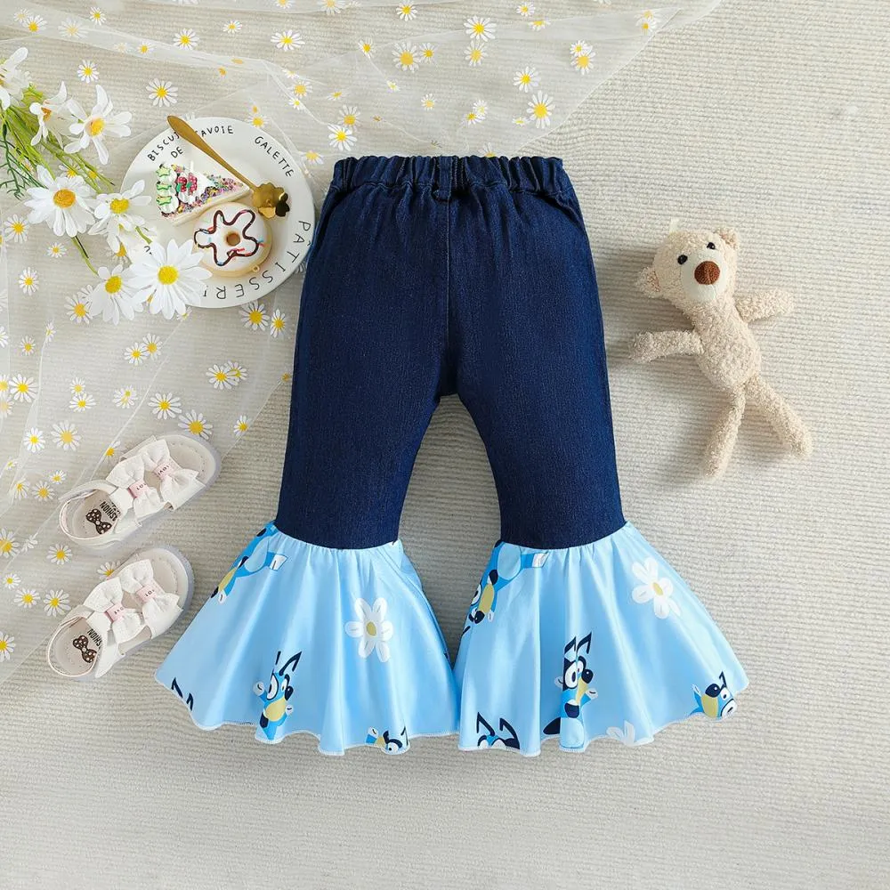 INS girls' summer denim flared pants Wholesale Girls Clothing