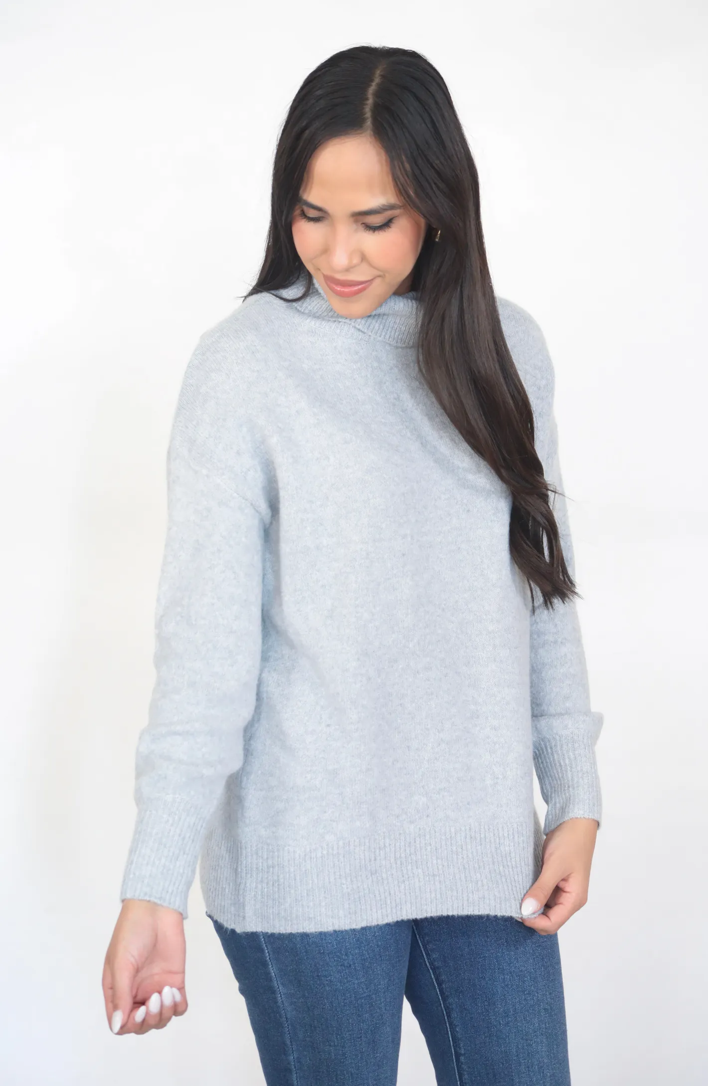 It's My Perspective Grey Turtle-Neck Sweater