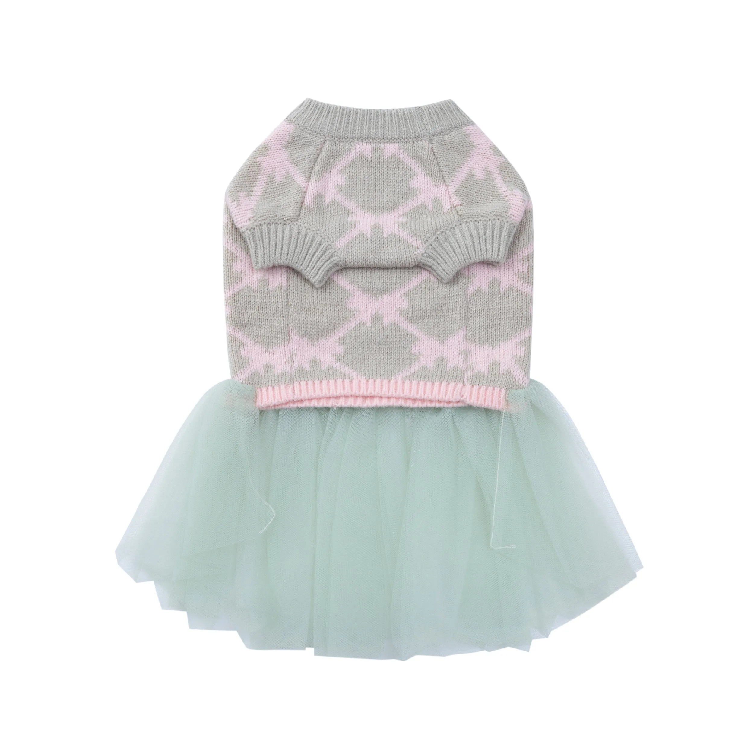 Jacquard Bowknot Jumper with Skirt