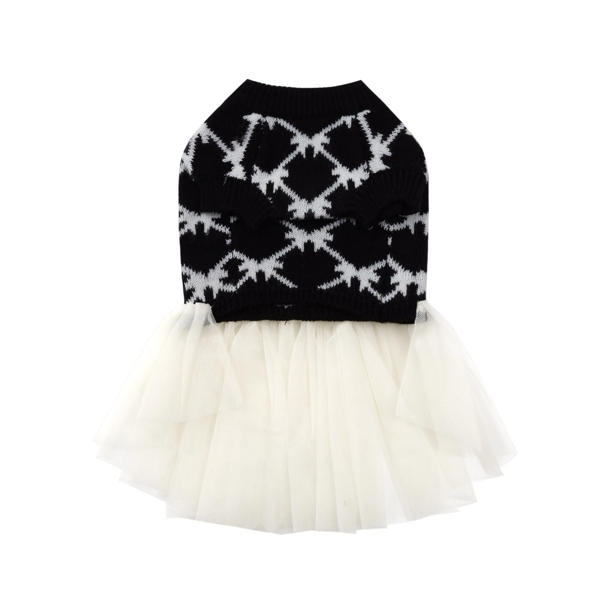 Jacquard Bowknot Jumper with Skirt