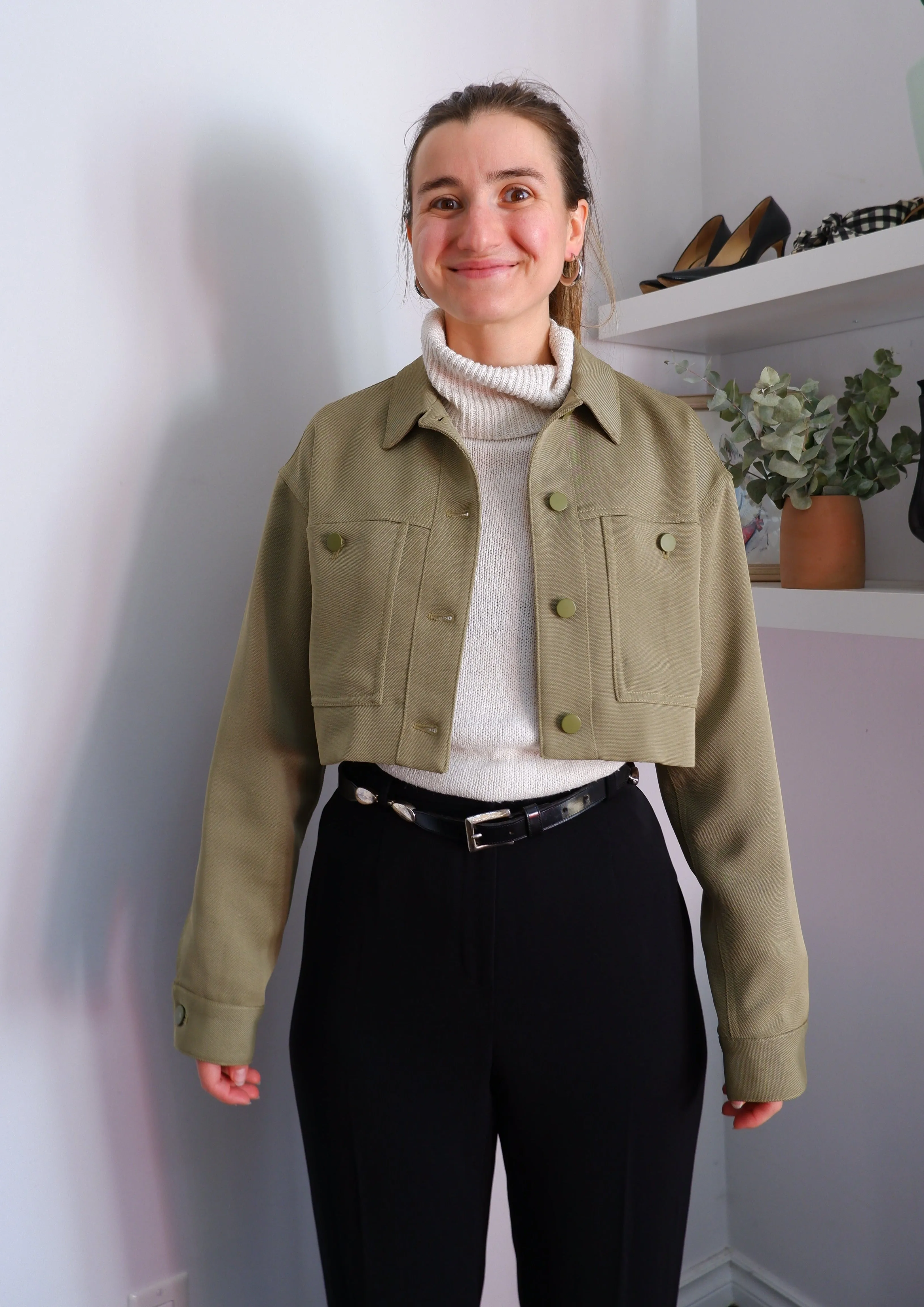 Julia Hafstrom for Le Fou Cropped Sage Shacket - XS/S