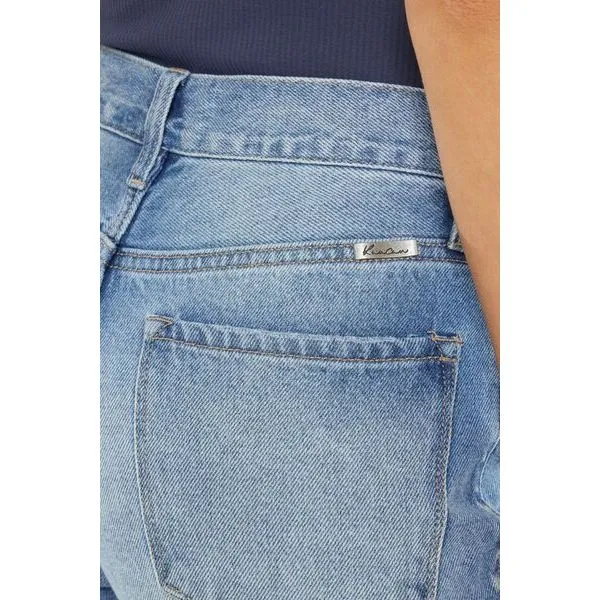 Kancan High Waist Chewed Up Straight Mom Jeans