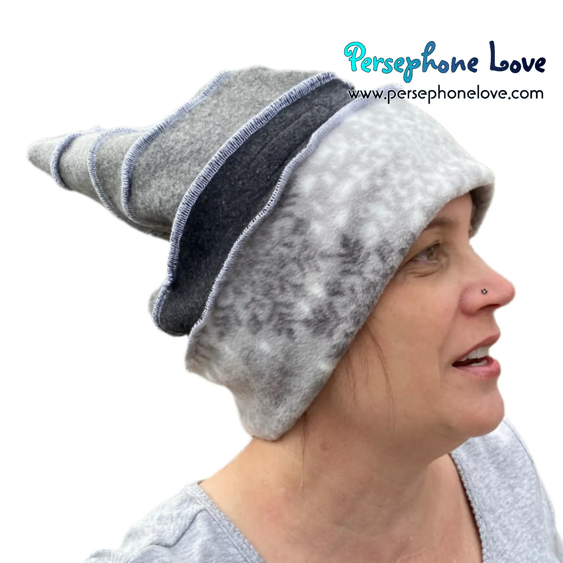 Katwise inspired 100% felted cashmere/fleece recycled sweater elf hat-1538