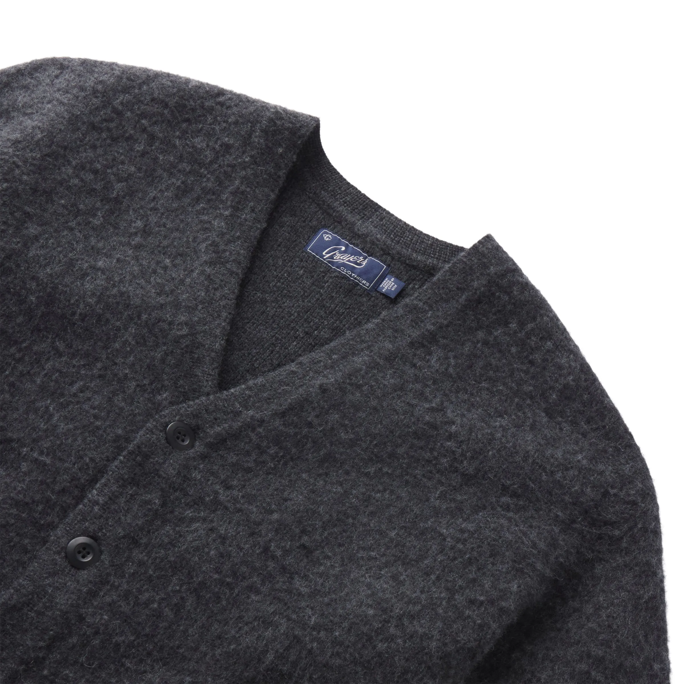 Kent Brushed Wool Cardigan - Charcoal