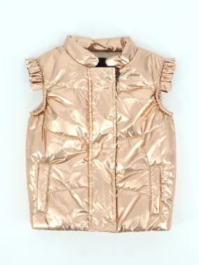 Kids Girl's Quilted Glossy Vest,Copper