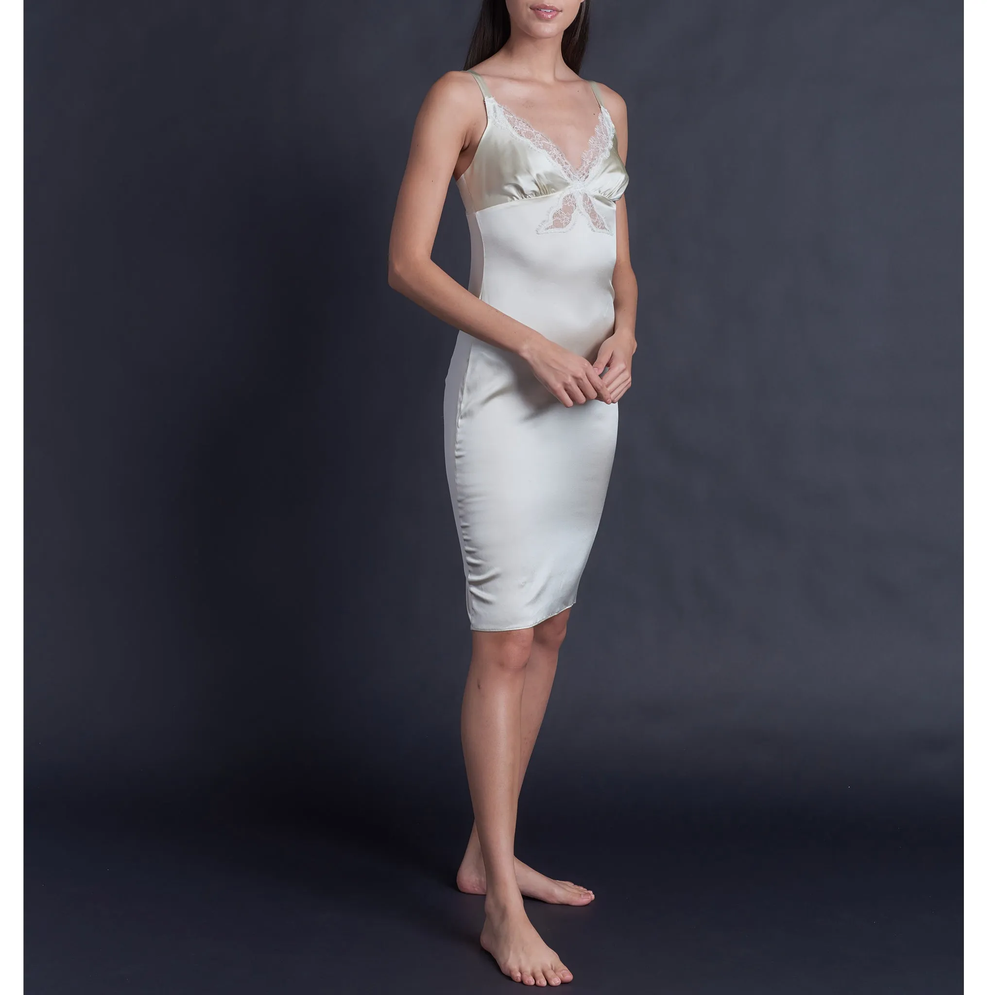 Laetitia Slip in Pearl Stretch Silk Charmeuse