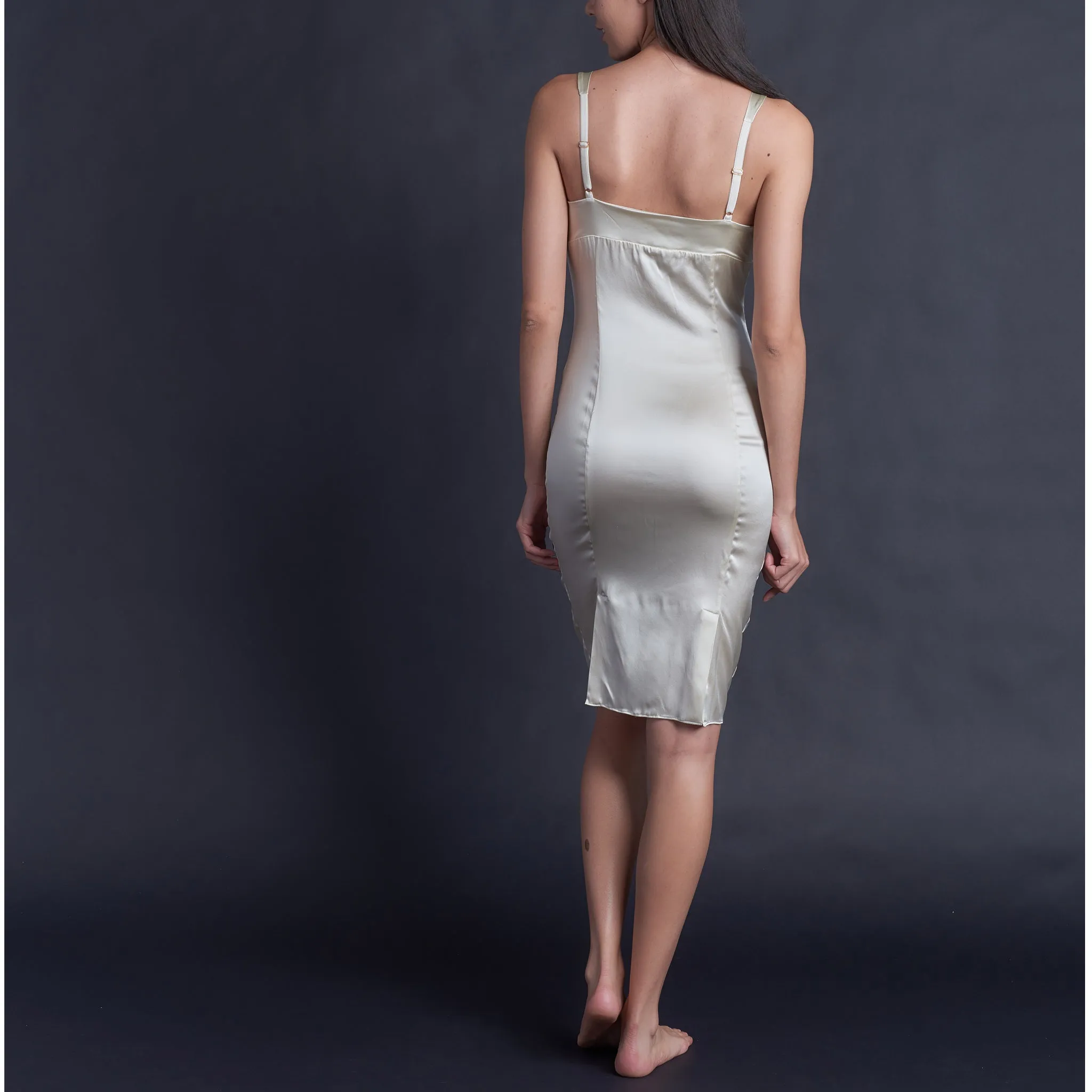 Laetitia Slip in Pearl Stretch Silk Charmeuse