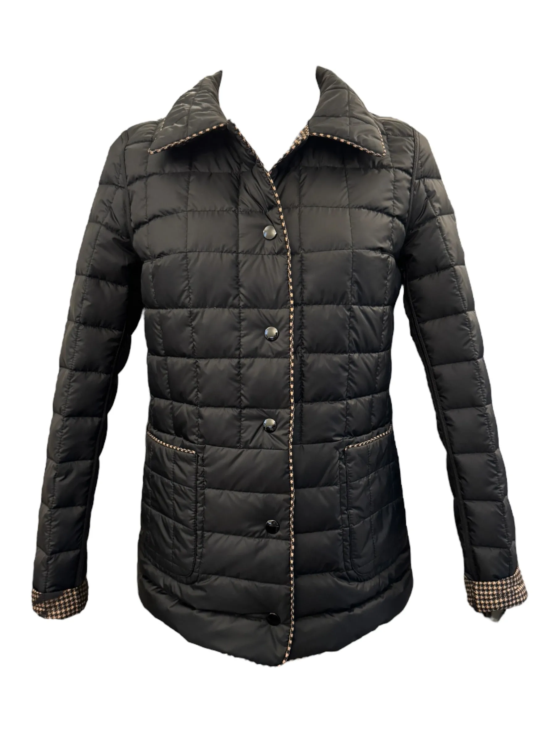 Landi Reversible Quilted Jacket Brown Houndstooth/Black