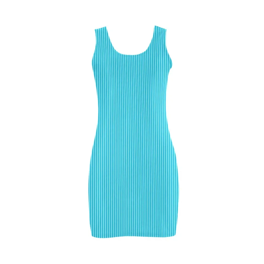 light blue fushcia microstripe print Medea Vest Dress (Model D06)