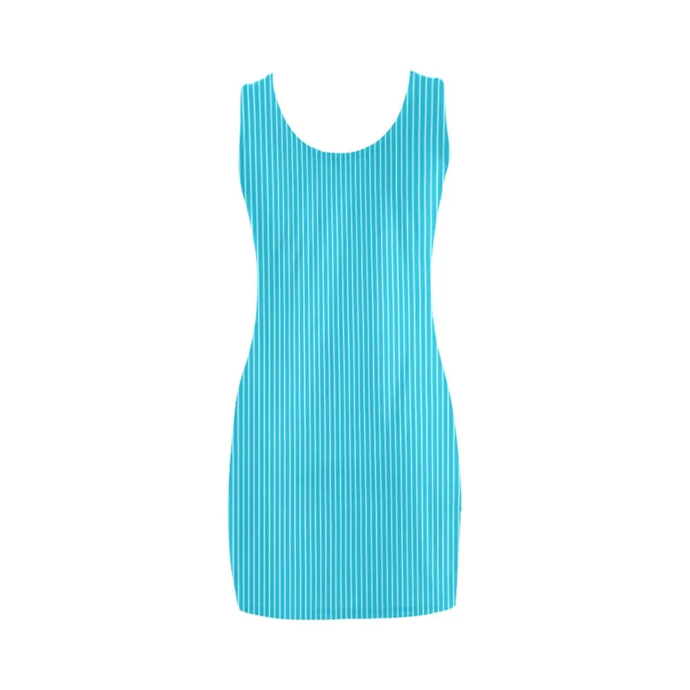 light blue fushcia microstripe print Medea Vest Dress (Model D06)