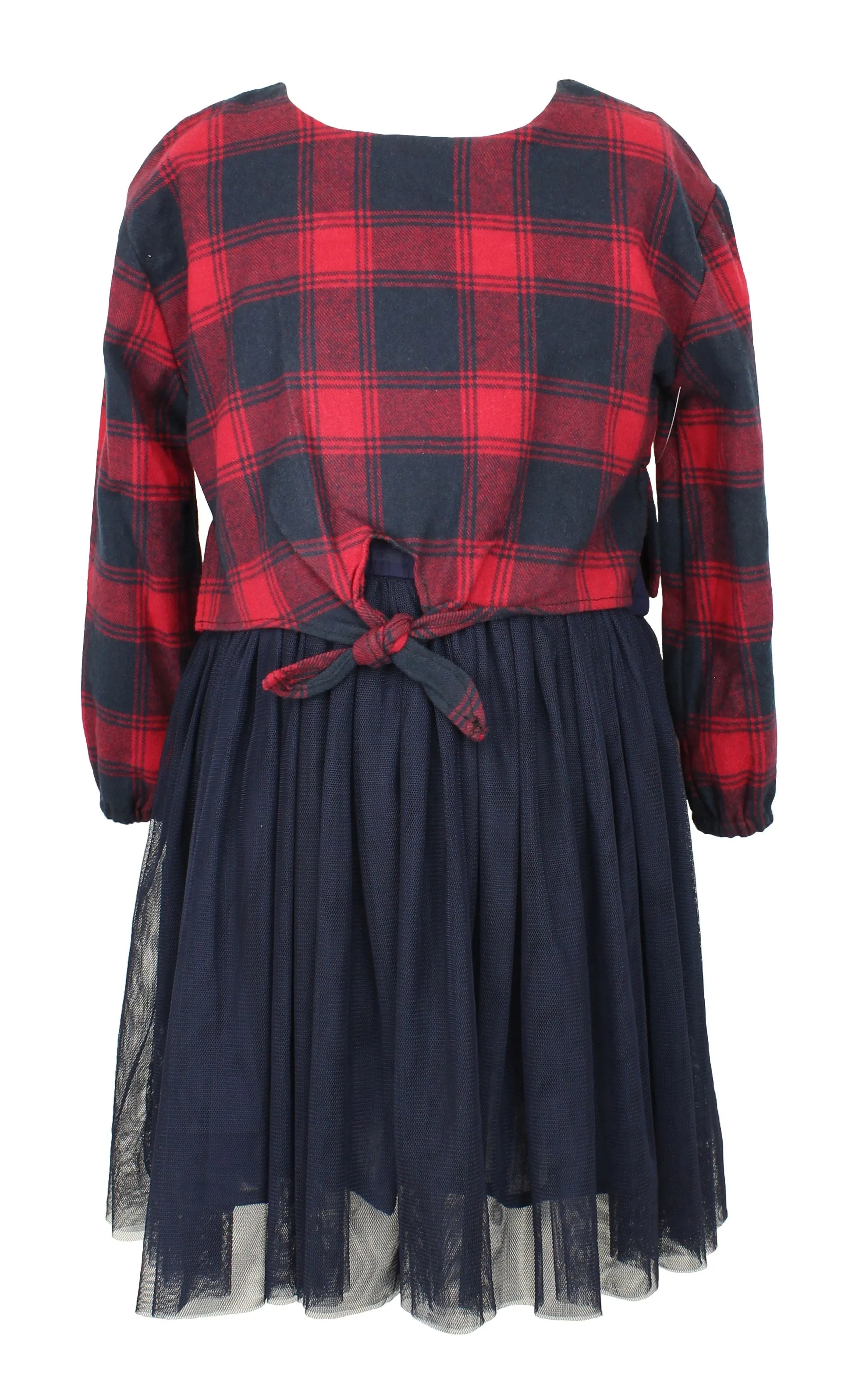 Little Girl's Buffalo Plaid Tulle Dress