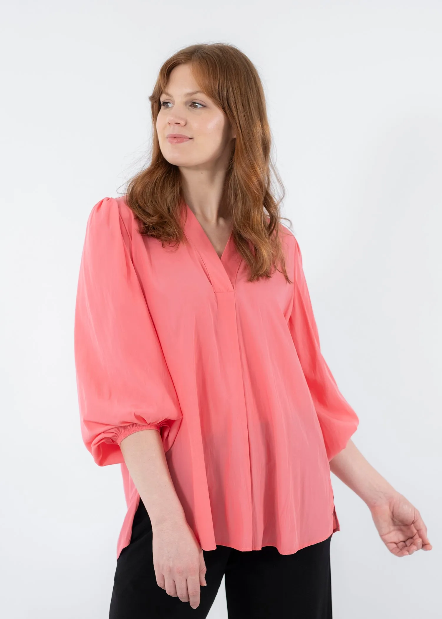 Maple Lustre billow blouse in Coral