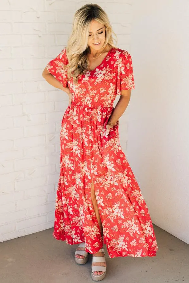 Marika Floral Slit Front Maxi