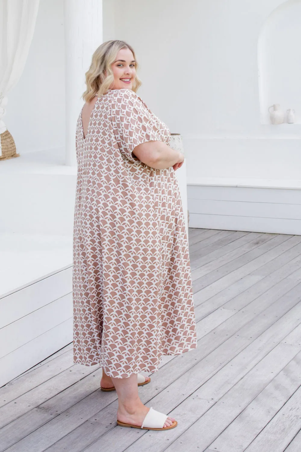 Maxi Summer Dress - Mocha Geo