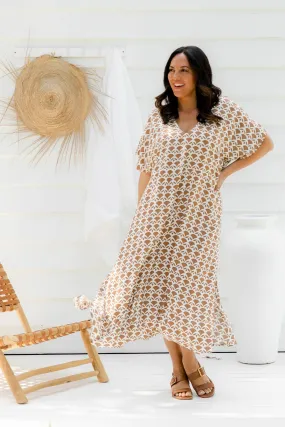 Maxi Summer Dress - Mocha Geo