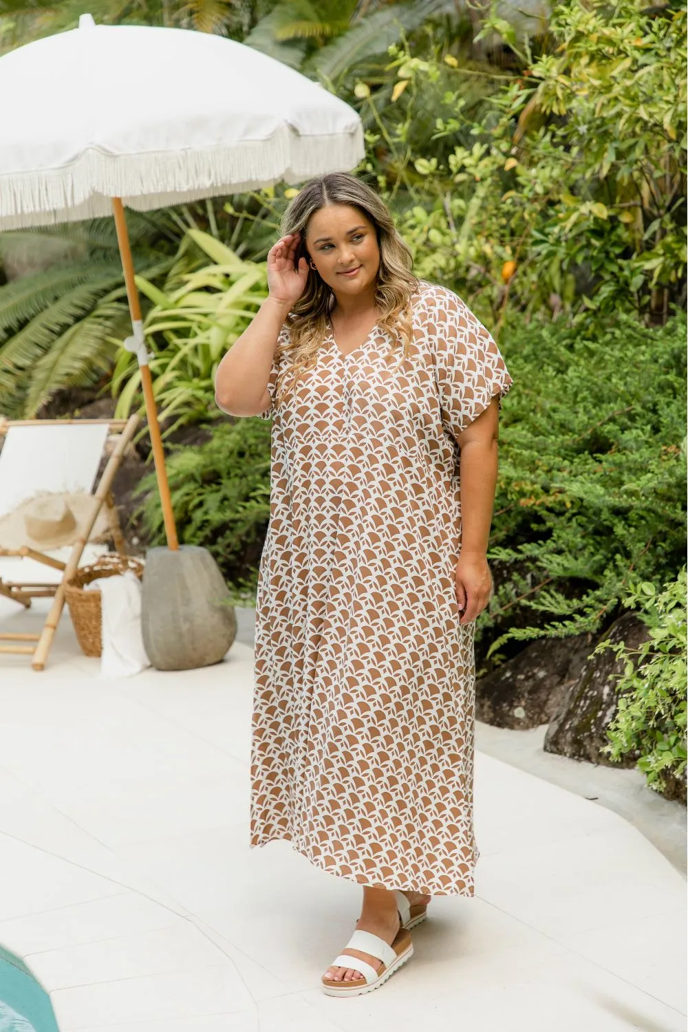 Maxi Summer Dress - Mocha Geo