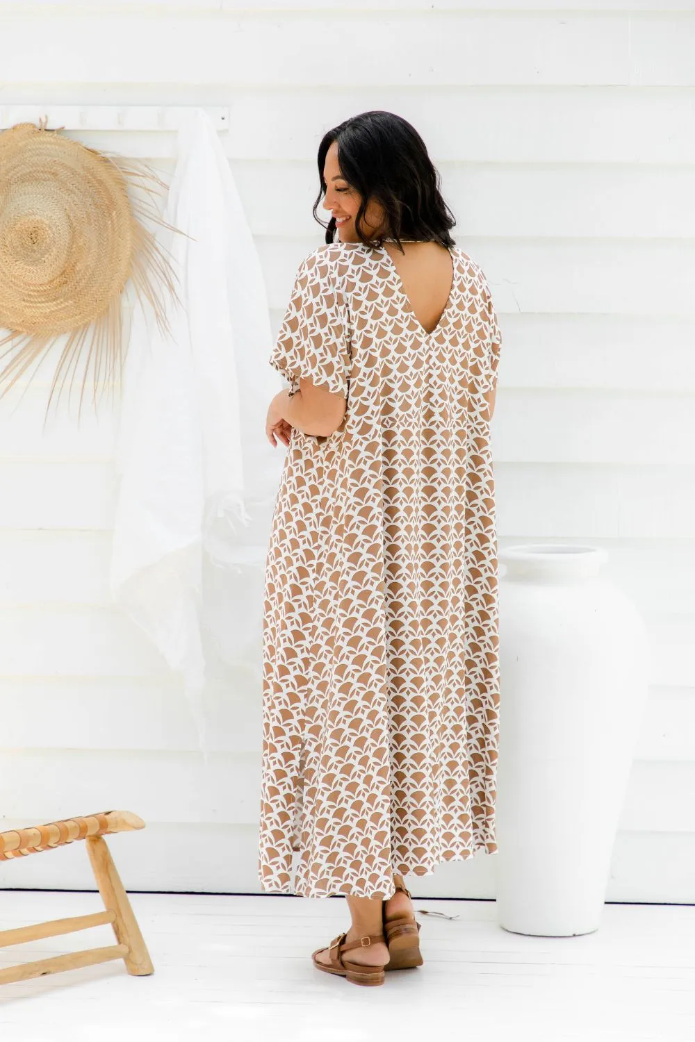 Maxi Summer Dress - Mocha Geo